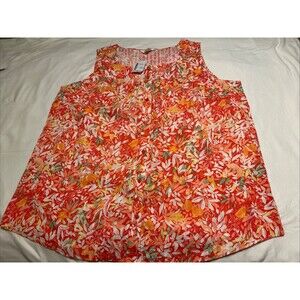 Women’s Boho Christopher & Banks Coastal Grandma Floral Tank Top NWT Sz XL